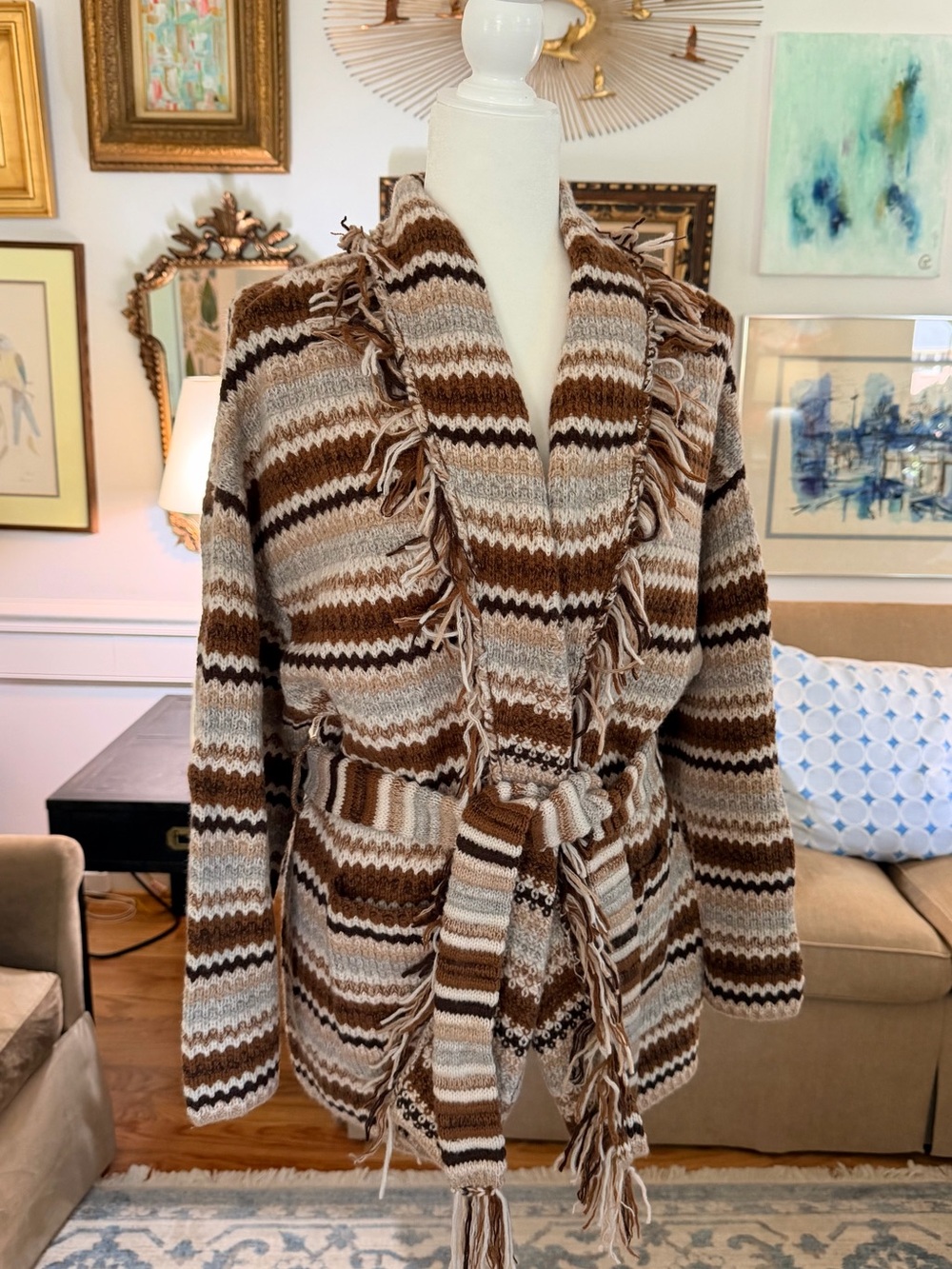 NWT - Kujten Zaina Cape Cashmere Cardigan in Camelot Brown - Medium